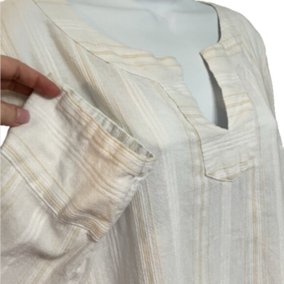 Merona Ladies Large Dual Color 3/4 Sleeve V Neck Cotton Blouse - Picture 5 of 13